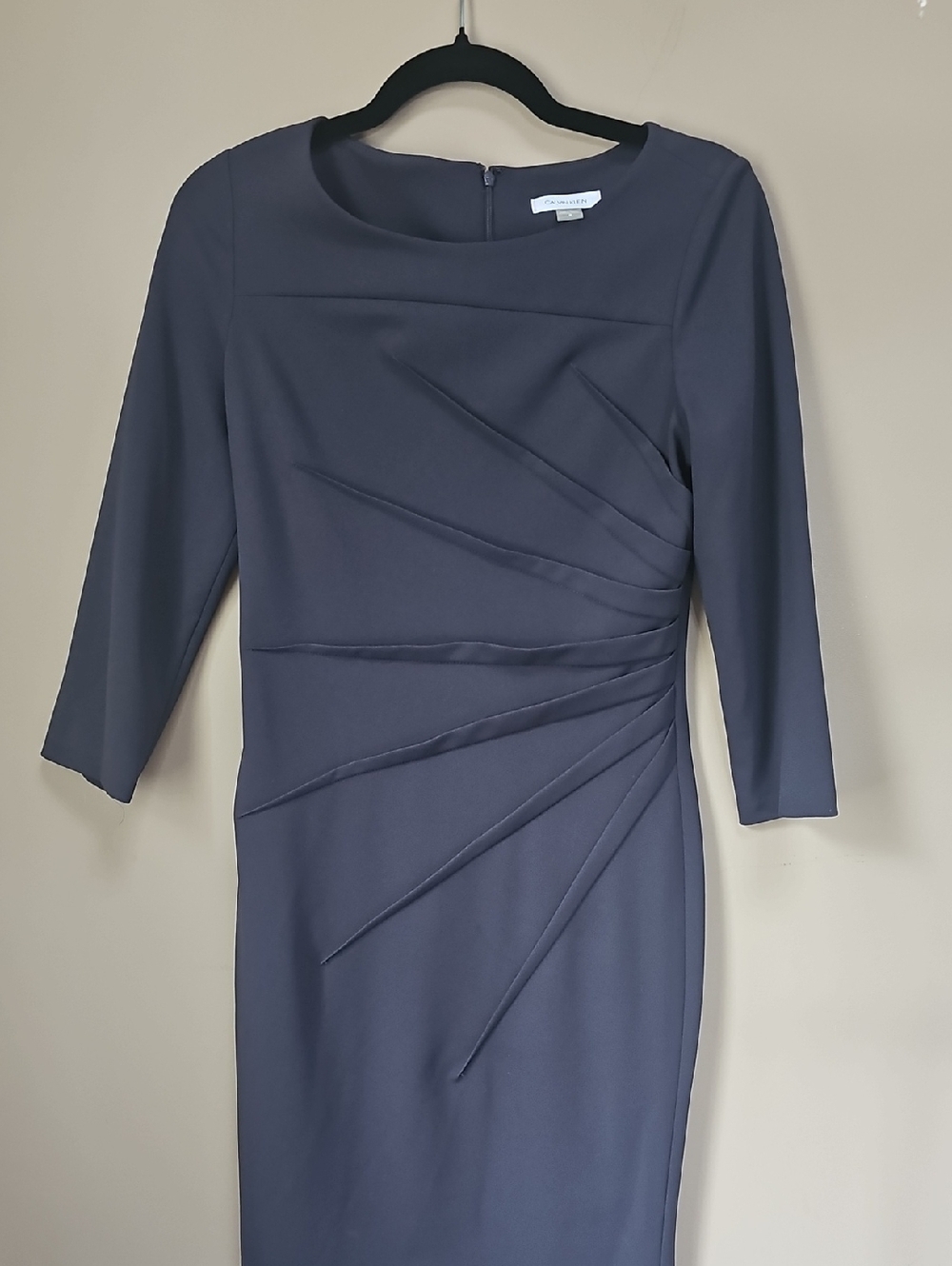 Calvin Klein Dark Smokey Gray 3/4 Sleeve Sheath Dress